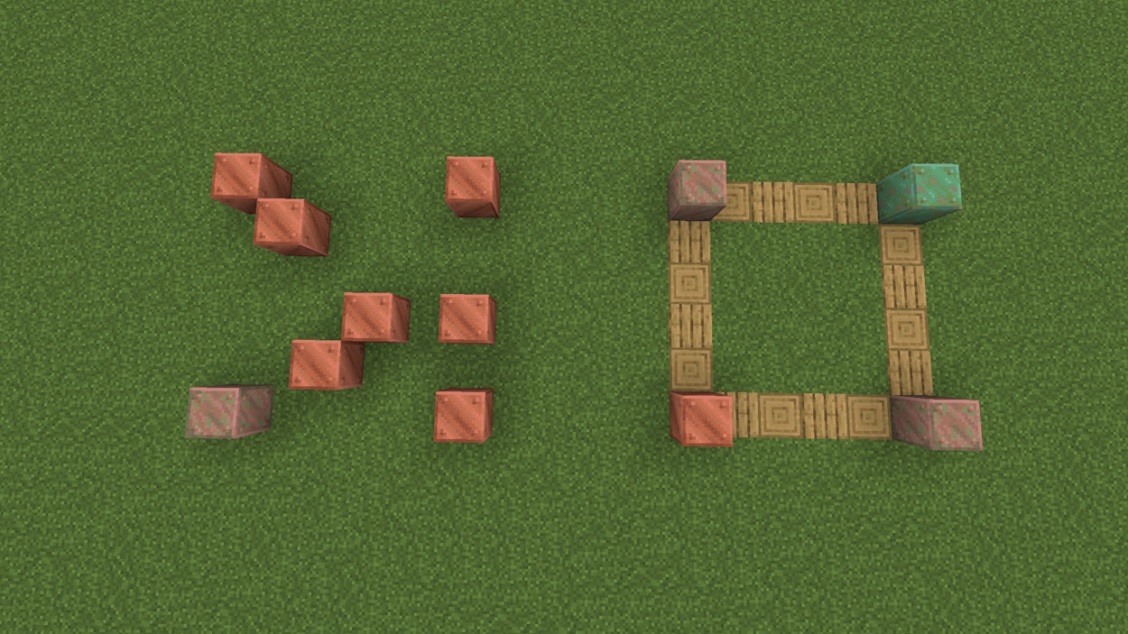 Spread out copper blocks and grouped up copper blocks