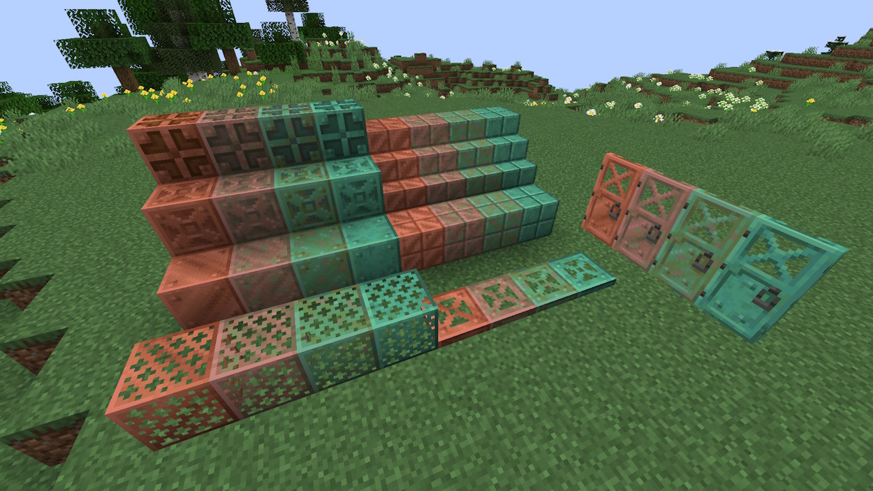 Different stages of copper blocks