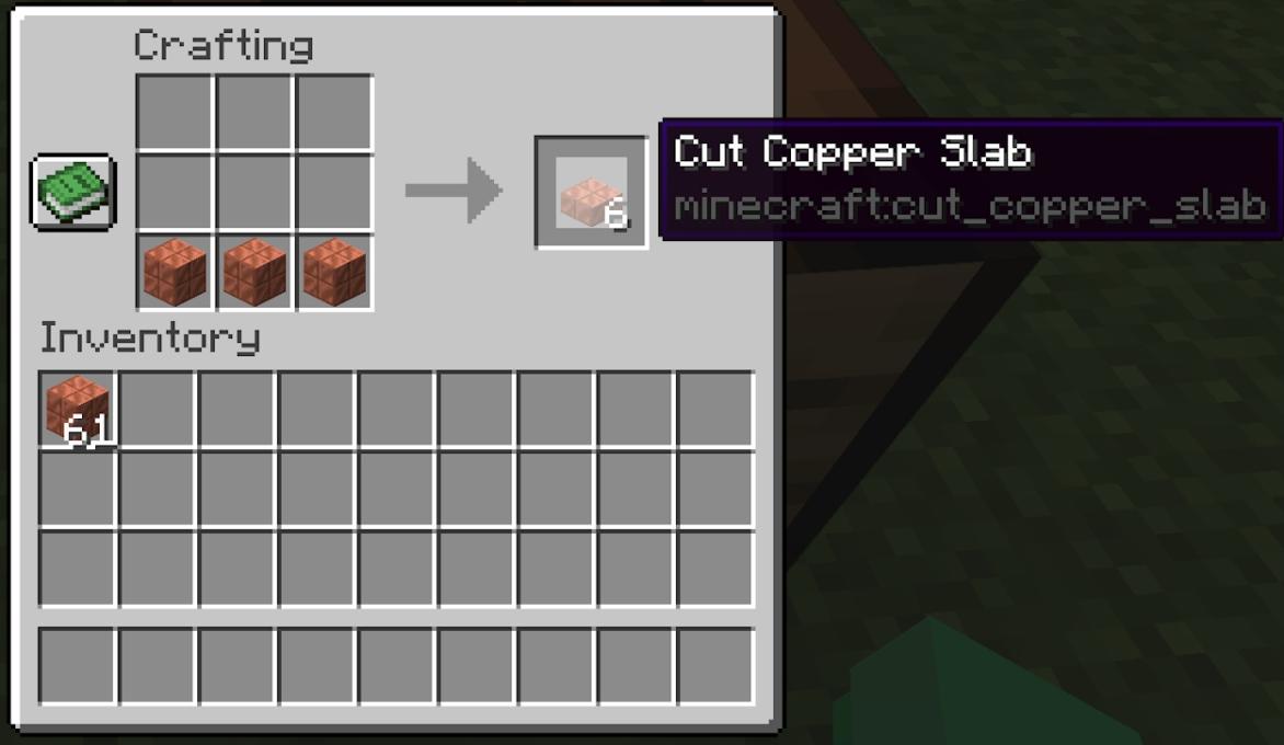 Cut copper slab recipe