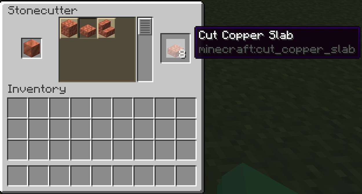 Cut copper slab stonecutter recipe using full copper blocks