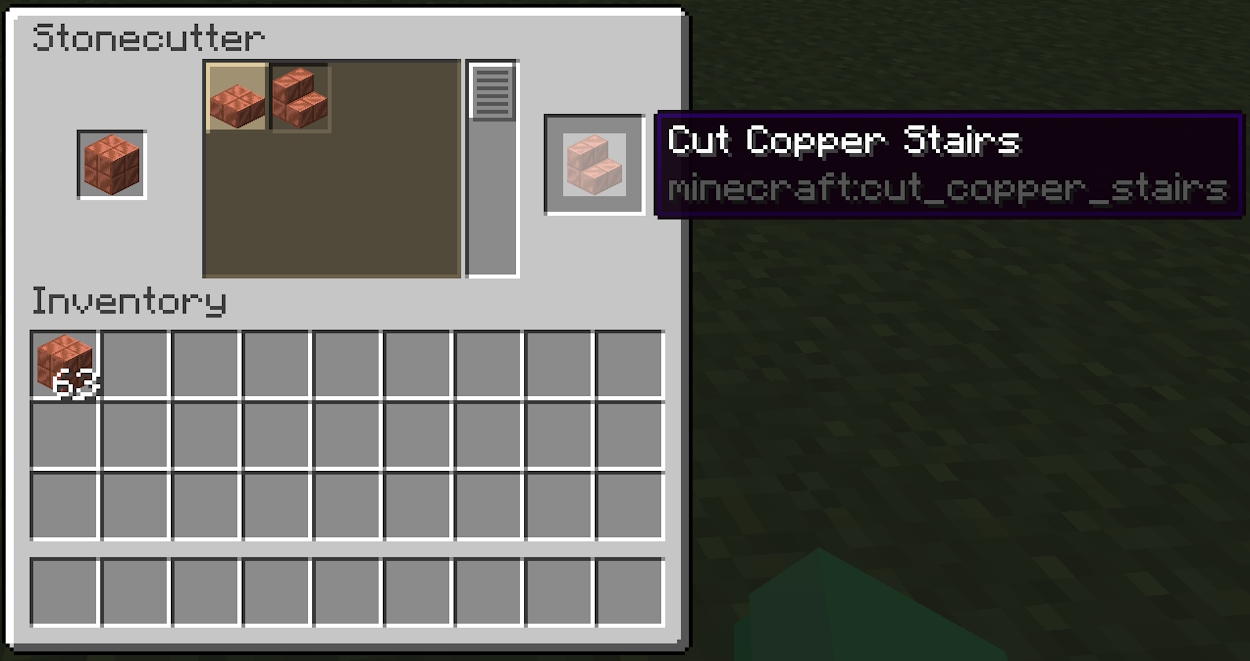Cut copper stair stonecutter recipe
