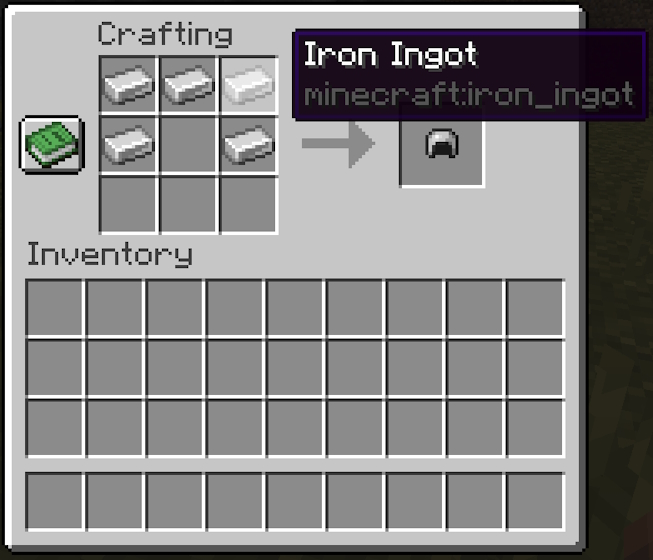 Place iron ingots in a helmet shape