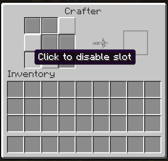 Toggling the slots of the crafter in Minecraft 1.21