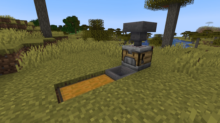 Place a hopper above the crafter in Minecraft and a hopper diagonally downwards from the crafter, that's also facing into a chest