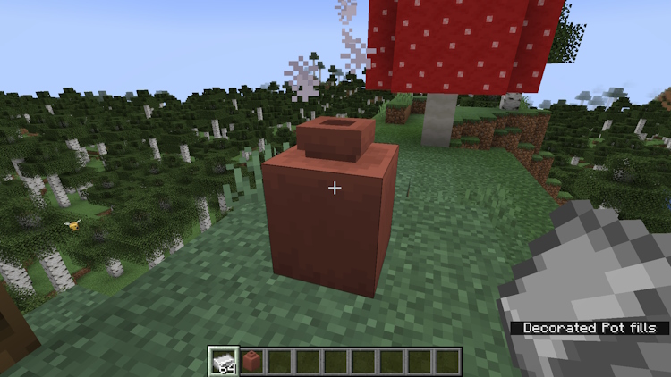 Putting an item in a decorated pot in Minecraft