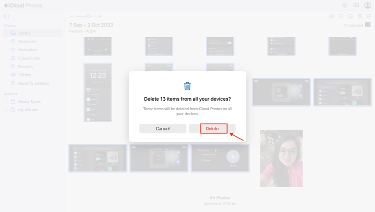 Delete photos from iCloud