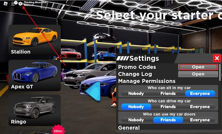 Drive World settings menu