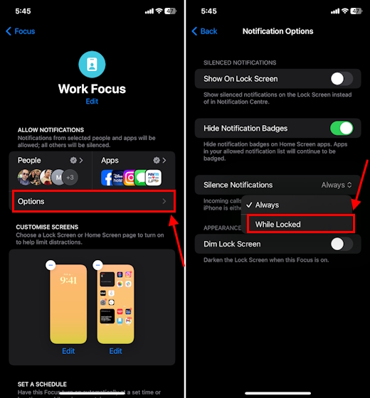 Focus when locked feature in iOS 17