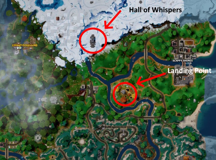 Fortnite Halls of Whisper landing location