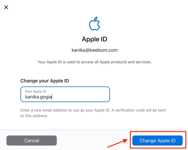 Change Apple Id on Web