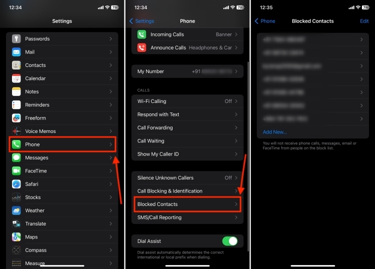 How to see blocked contacts on iPhone