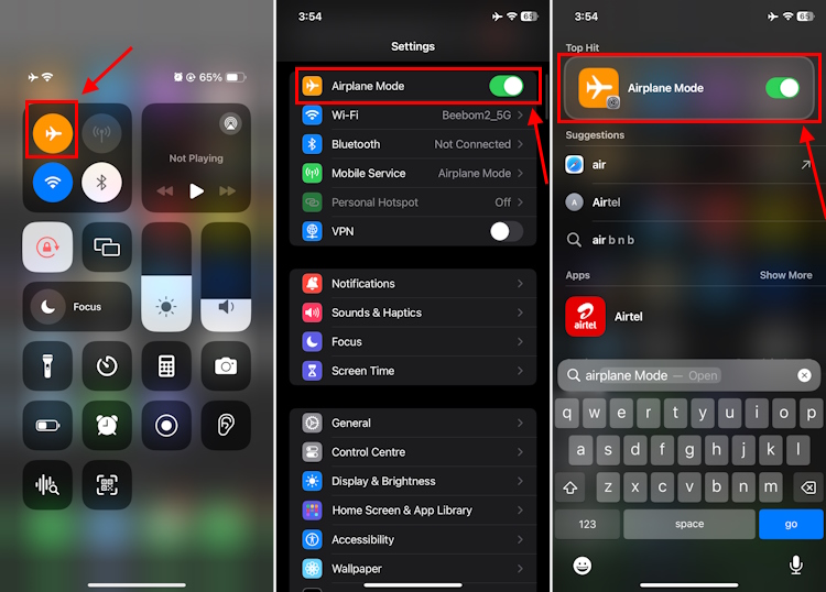 How to toggle Airplane mode on iPhone