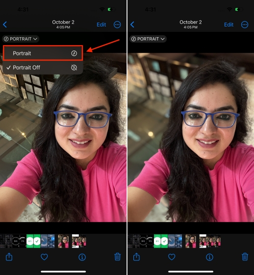 How to turn a normal photo into a Portrait mode photo on iPhone 15