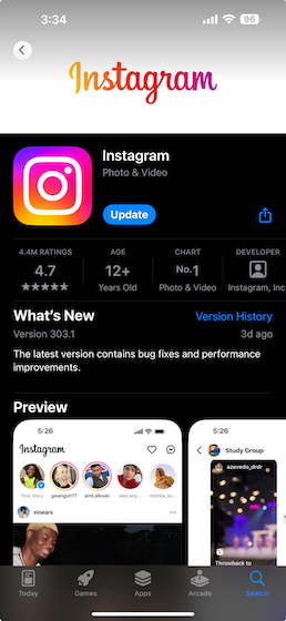 Update Instagram