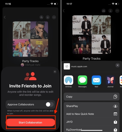 Invite people to add music to an Apple Music 