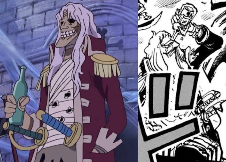 Captain John's zombie and real version in the anime and the manga.