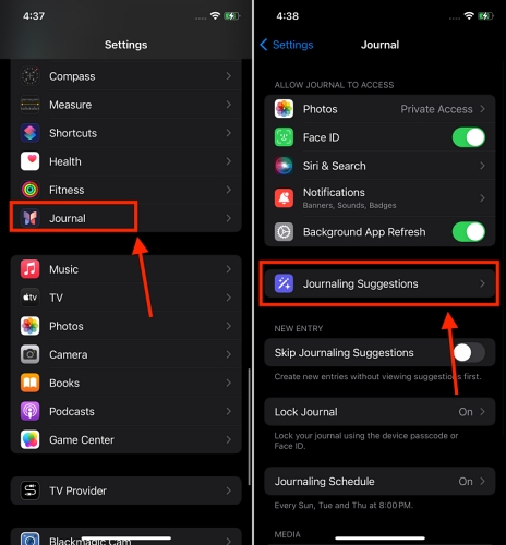 Come attivare i suggerimenti del diario nell’app Journal iOS 17