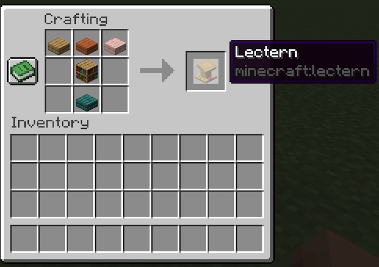Fully complete lectern crafting recipe in Minecraft