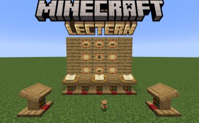 Lecterns with and without books in Minecraft