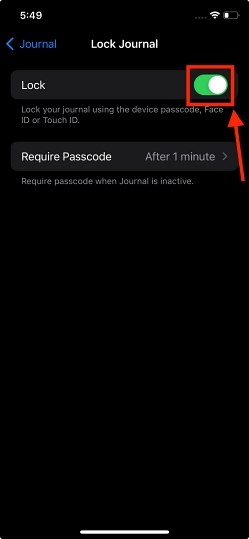 Lock iOS 17 Journal app