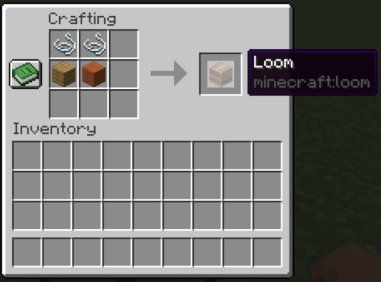 Then, put planks below the string to complete the loom crafting recipe in Minecraft