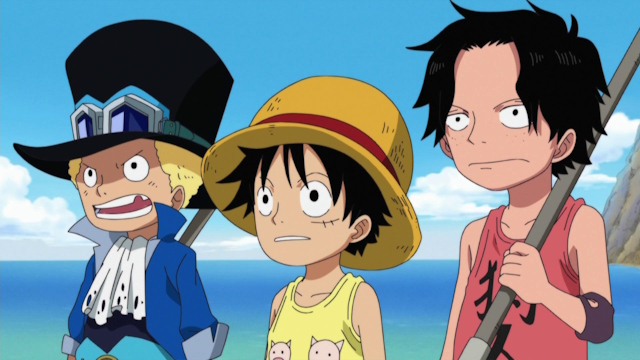 Sabo, Luffy and Ace during their childhood.