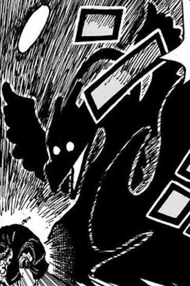 Saint Marcus Mars's transformation in silhouette form in One Piece