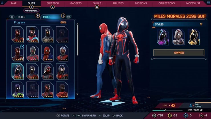 Miles Morales 2099 suits Spider-Man 2