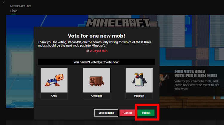 Como Votar no MOB Vote 2023? A atualização do #Minecraft121 está