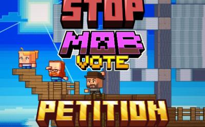 Stop the Mob Vote Petition with a screenshot from the official Mob Vote video