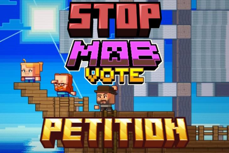 Stop the Mob Vote Petition with a screenshot from the official Mob Vote video