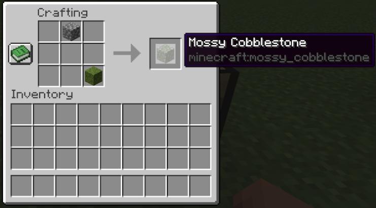 Mossy cobblestone crafting recipe