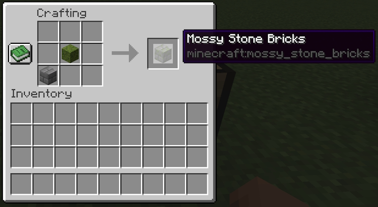 Mossy stone bricks crafting recipe