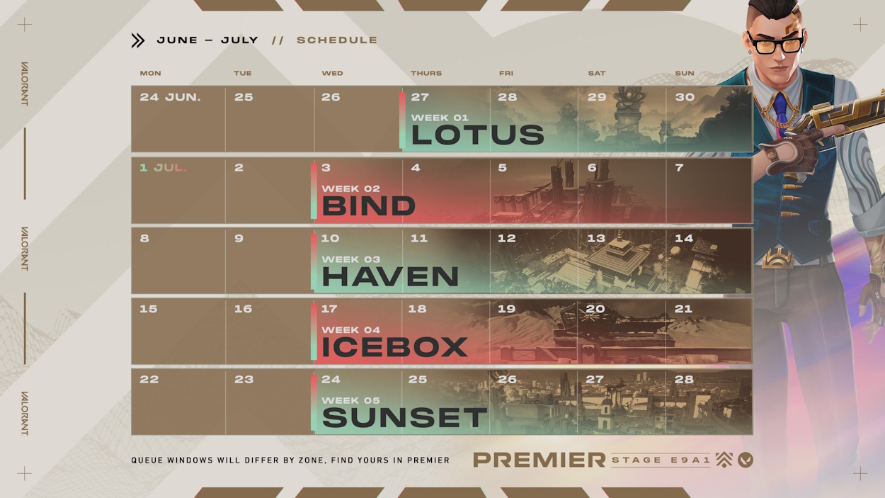 Premier schedule first page June July