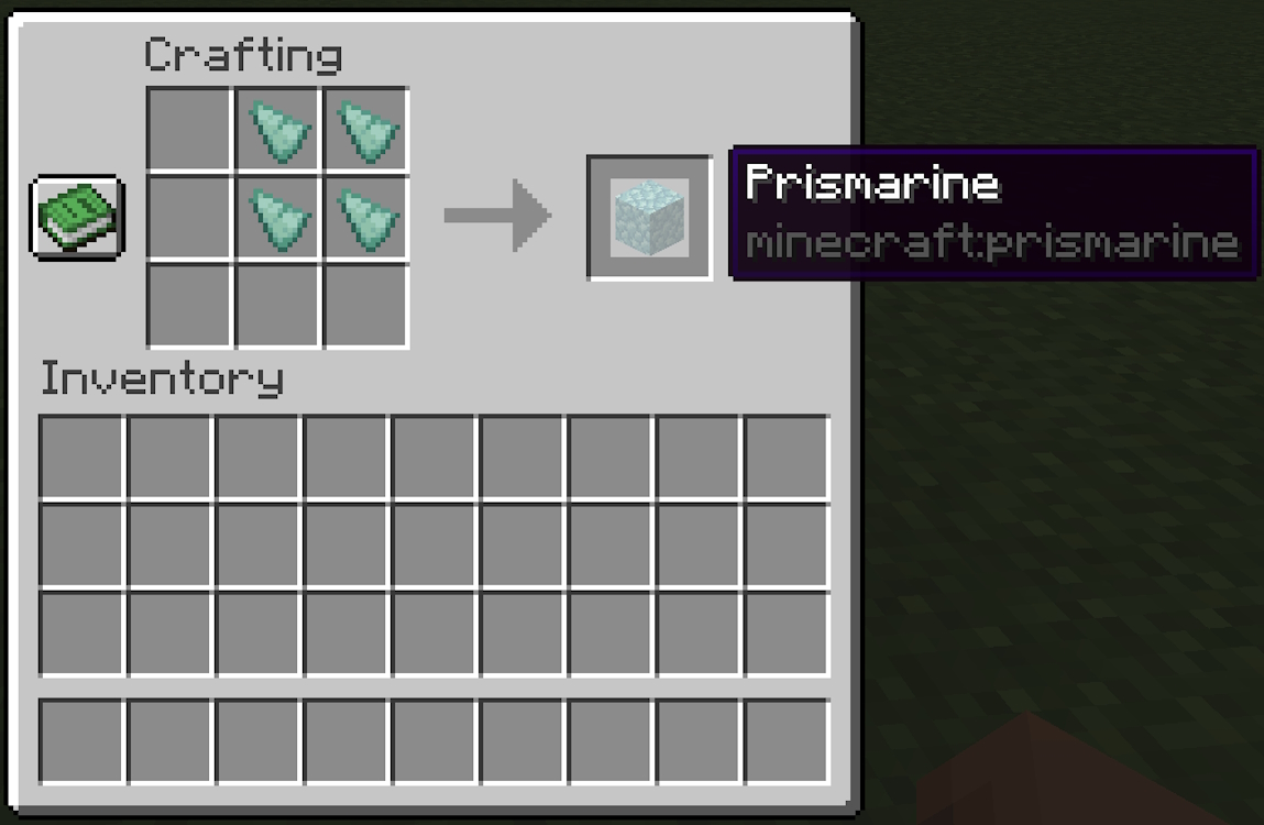 Crafting recipe for the prismarine blocks