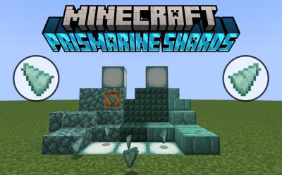 Prismarine shards and various prismarine blocks in Minecraft