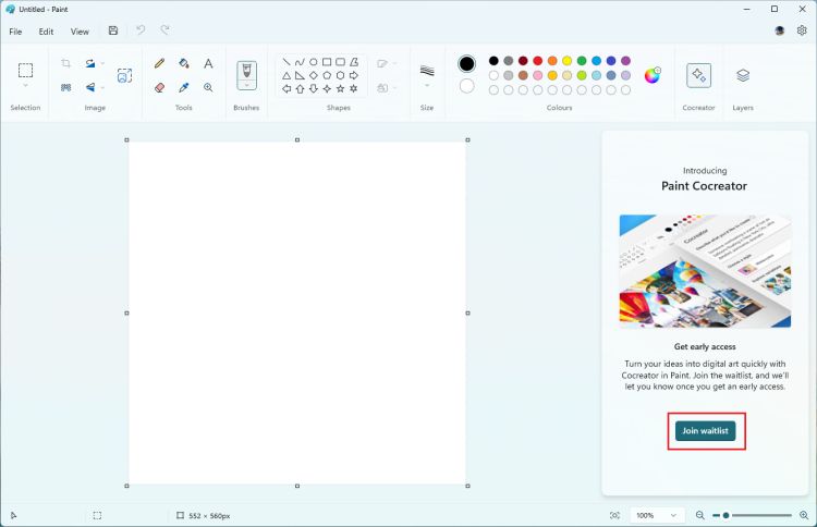 join paint cocreator waitlist on windows 11