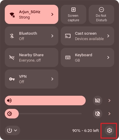 open settings from quick settings panel in chromeos