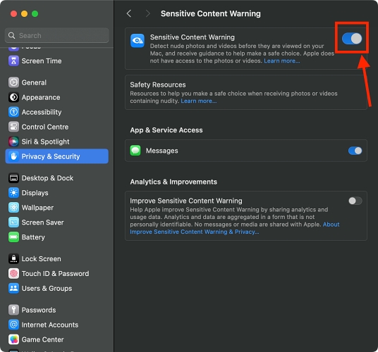 Sensitive Content Warning Mac