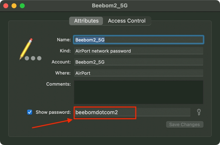 Show Wifi password on Mac