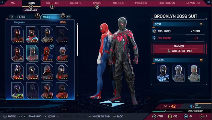 Spider-Man 2 Miles Brooklyn 2099 Suits
