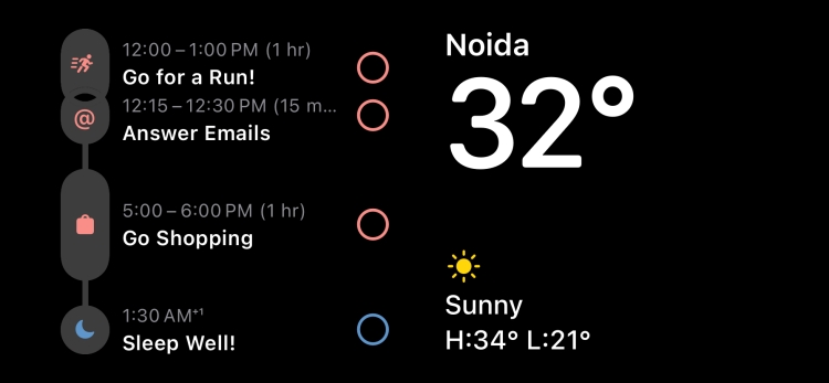 Structured Weekly Planner iPhone StandBy Widget