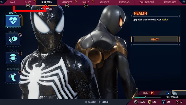 Suit tech screen spider-man 2