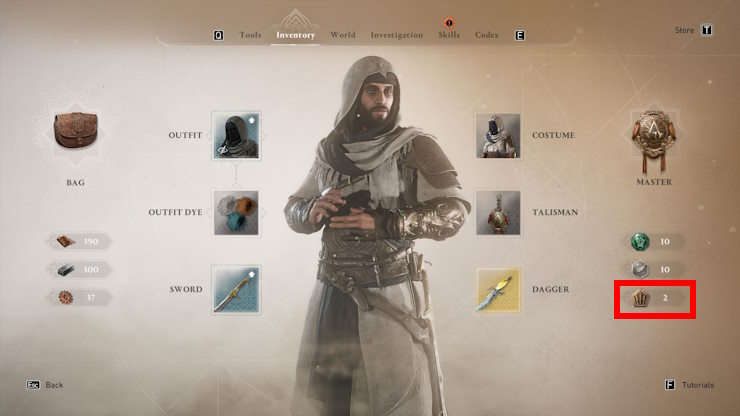 The tokens in Inventory. Power token is used to reduce your Assassin's Creed Mirage Notoriety.