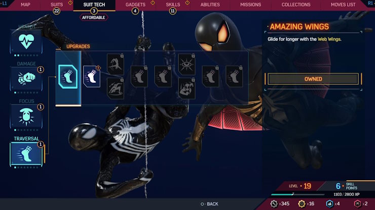 Traversal suit tech spider-man 2