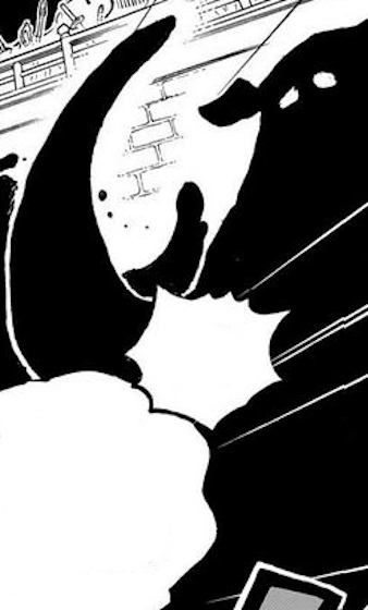 Saint Topman Warcury's transformation in silhouette form in One Piece