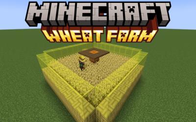 Completed and fully functioning wheat farm in Minecraft