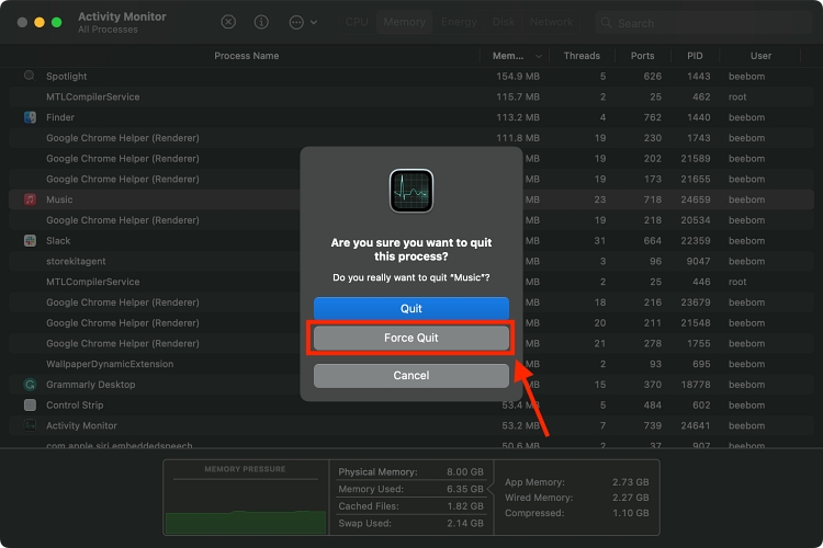 Force Quit Apps on Mac