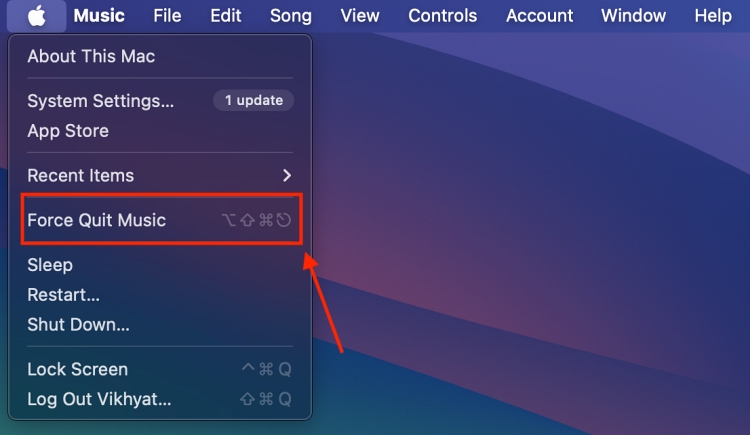 force quit music on mac