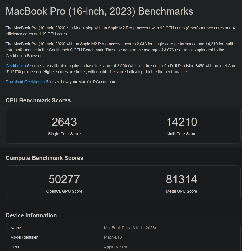 Оценка Apple M2 Pro в Geekbench